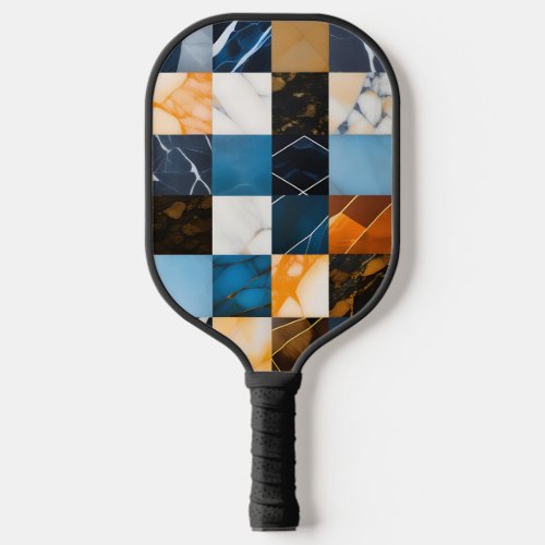Bold Marbled Grids Pattern Pickleball Paddle