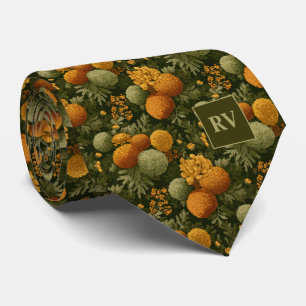 Bold Marigold Autumn Monogrammed Neck Tie