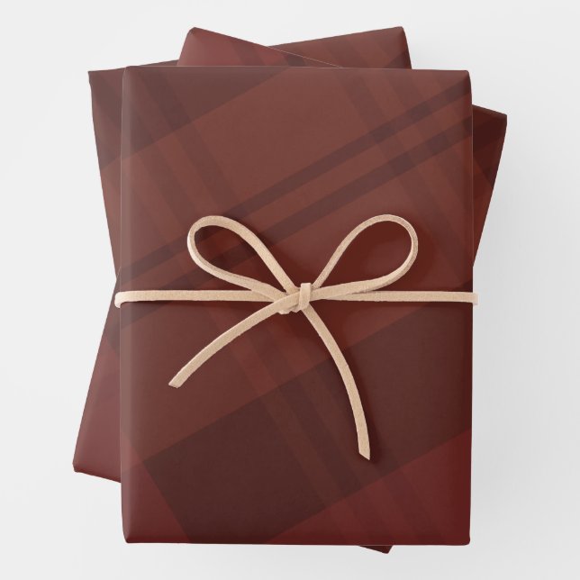 Bold maroon plaid simple holiday wrapping paper sheets (In situ)