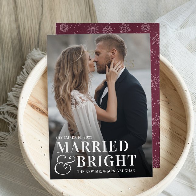 Bold Married & Bright Wedding Photo Newlywed Holiday Card (Creator Uploaded)