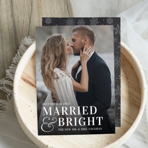 Bold Married  Bright Wedding Photo Newlywed Holiday Card