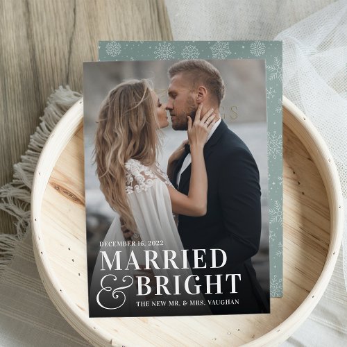 Bold Married  Bright Wedding Photo Newlywed Holiday Card