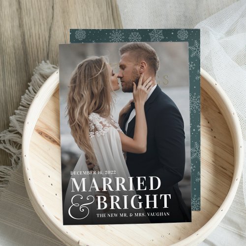 Bold Married  Bright Wedding Photo Newlywed Holiday Card