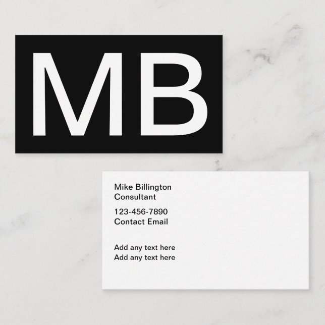 Bold Masculine Monogram Business Cards (Front/Back)
