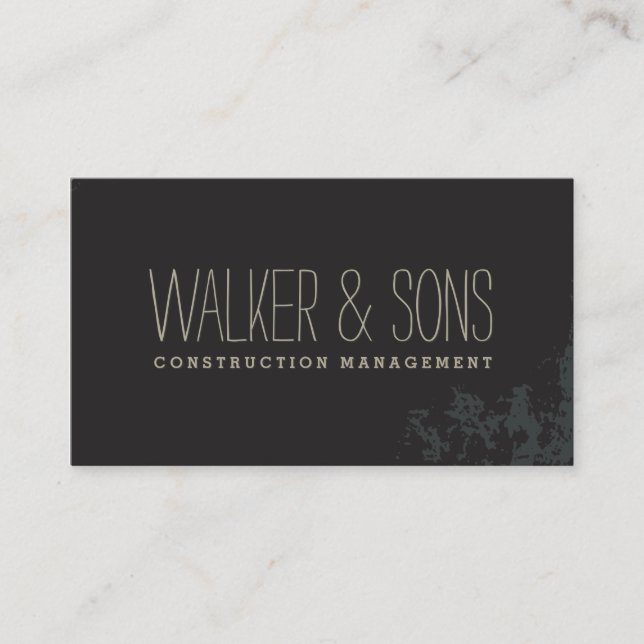 BOLD MASCULINE simple plain rustic black grunge Business Card (Front)