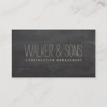 Bold Masculine Simple Plain Rustic Chalkboard Gray Business Card by edgeplus at Zazzle