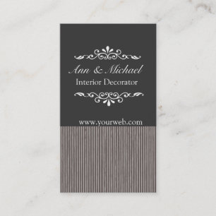 Bold Masculine Striped Pattern Black & Gray Business Card