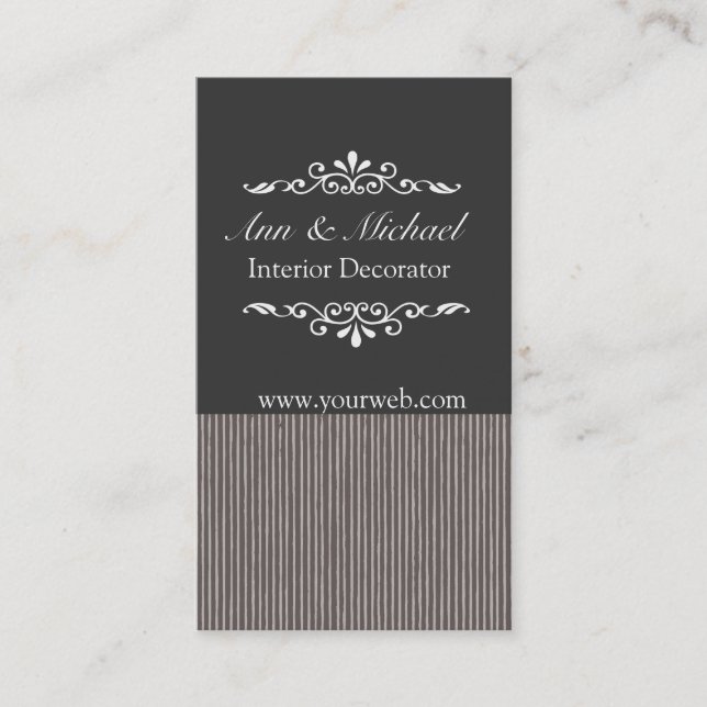 Bold Masculine Striped Pattern Black & Gray Business Card (Front)