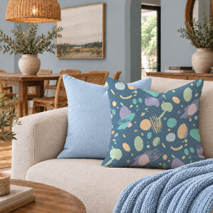 Bold Memphis Blue Abstract Geometry Sofa Pillow Ho