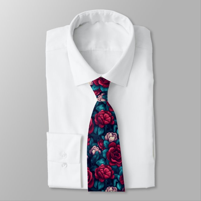 Bold Men Gifts Rose Neck Tie (Tied)
