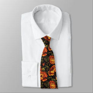 Bold Mens Fashion Rose Flower Neck Tie