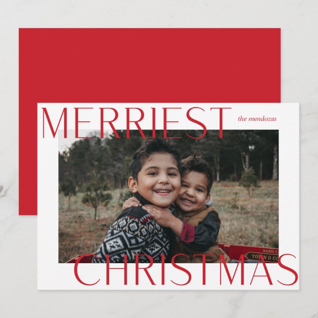 Bold Merriest Christmas Photo Card (Front/Back)