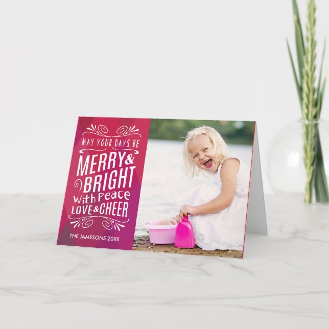 Bold Merry and Bright Holiday Photo Greeting Card (Front)