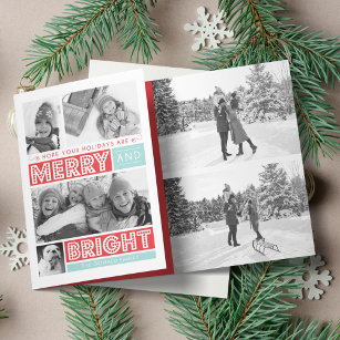 Bold Merry and Bright Photo Tri-Fold Holiday Card