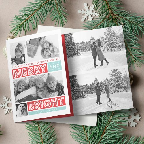 Bold Merry and Bright Photo Tri_Fold Holiday Card