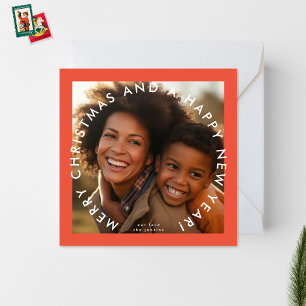 Bold Merry Christmas Happy New Year Photo Square Holiday Card