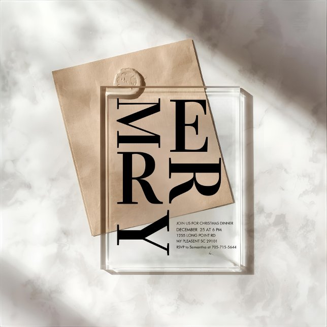 Bold MERRY Christmas Modern  Acrylic Invitations (Creator Uploaded)
