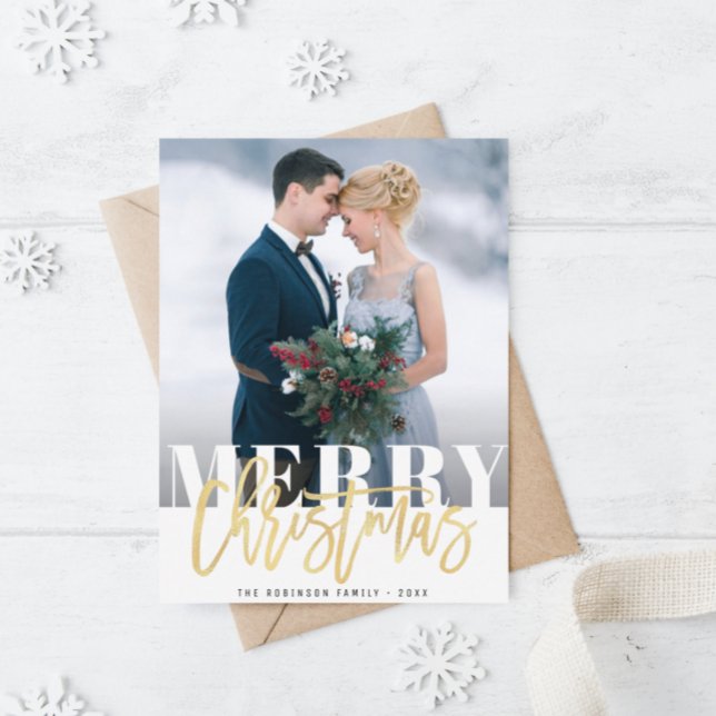 BOLD | merry christmas script holiday Postcard (Creator Uploaded)