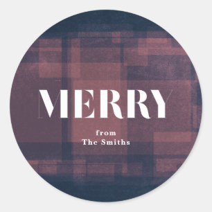 Bold Merry Navy Chalk Christmas Holiday Sticker