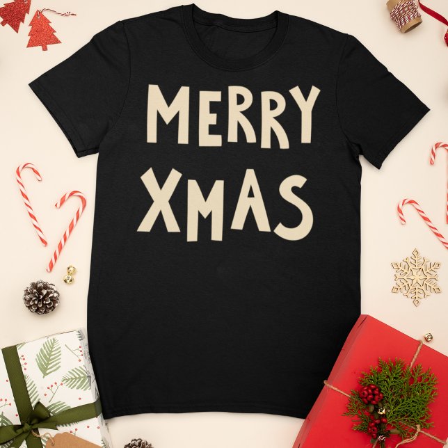 Bold Merry Xmas Typography T-Shirt (Creator Uploaded)