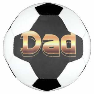 Bold Metallic Gold Dad Lettering Design Soccer Ball