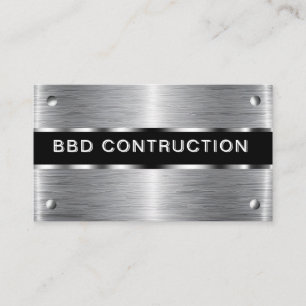 Bold Metallic Look Construction Business Card: Bus Business Card