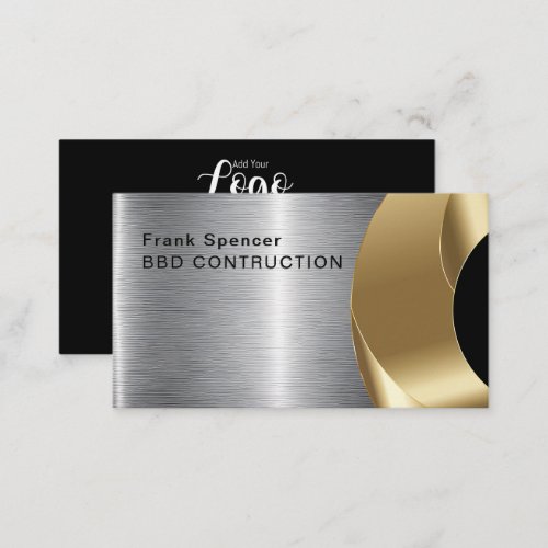 Bold Metallic Look Construction Business Card Bus Business Card