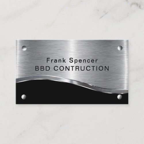 Bold Metallic Look Construction Business Card Bus Business Card