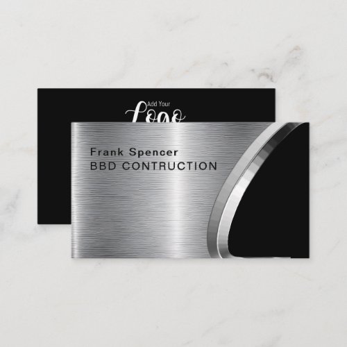 Bold Metallic Look Construction Business Card Bus Business Card