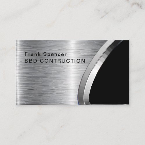 Bold Metallic Look Construction Business Card Bus Business Card