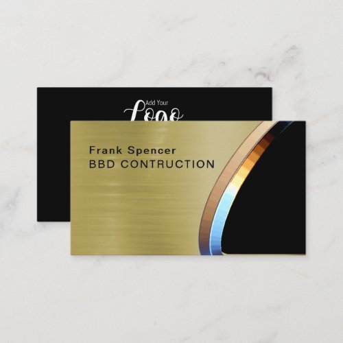 Bold Metallic Look Construction Business Card Bus Business Card