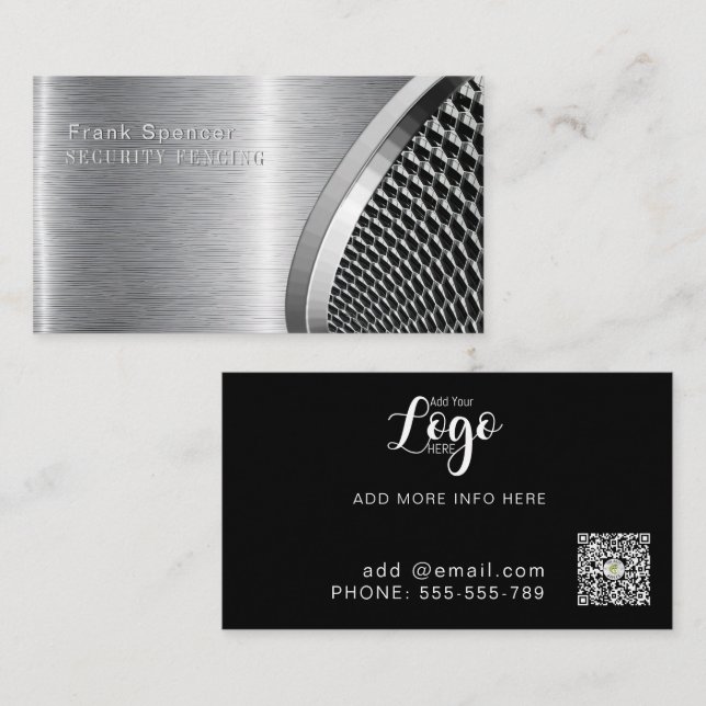 Bold Metallic Look SURCUITY Black & silver Business Card (Front/Back)