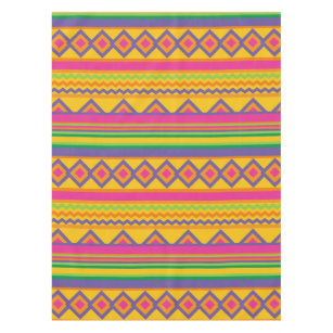 Bold Mexican Aztec Stripes Diamonds Patterned Tablecloth