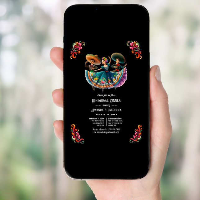 Bold Mexican Fiesta Wedding Rehearsal Dinner Invitation (Front Digital)