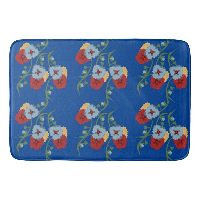 Bold Mexican Florals Greenery Vines Bath Mat (Front)