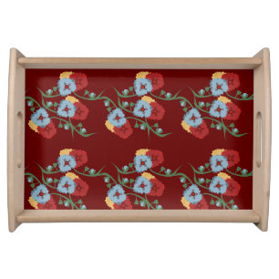 Bold Mexican Florals Greenery Vines Serving Tray