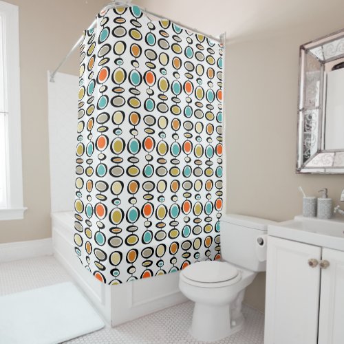 Bold Mid Century Modern Abstract Circles Shower Curtain
