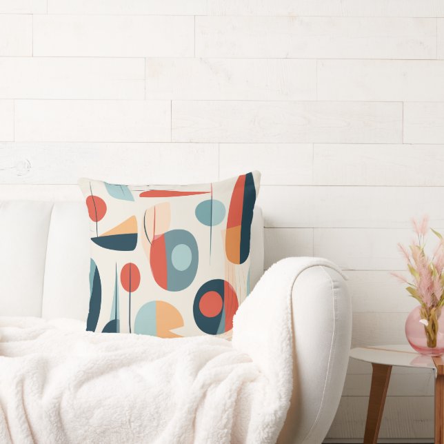 Bold Mid Century Modern Abstract Throw Pillow (Couch)