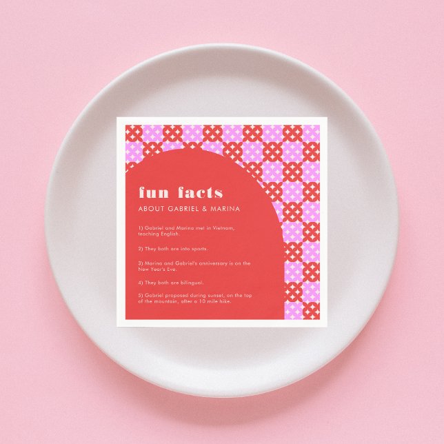 Bold Midcentury Mod Fun Facts Newlyweds Wedding Napkins (Creator Uploaded)