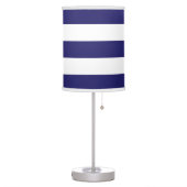 Bold Midnight Blue and White Striped Table Lamp (Left)