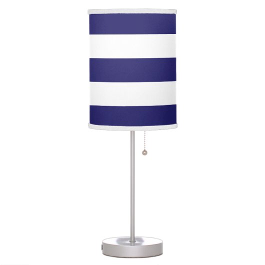 Bold Midnight Blue and White Striped Table Lamp (Left)