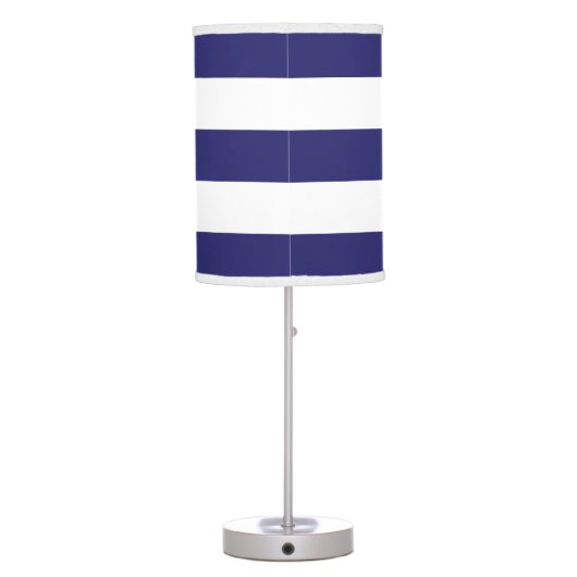 Bold Midnight Blue and White Striped Table Lamp (Back)