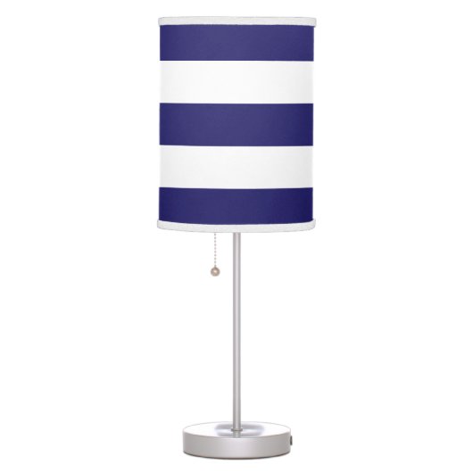 Bold Midnight Blue and White Striped Table Lamp (Right)
