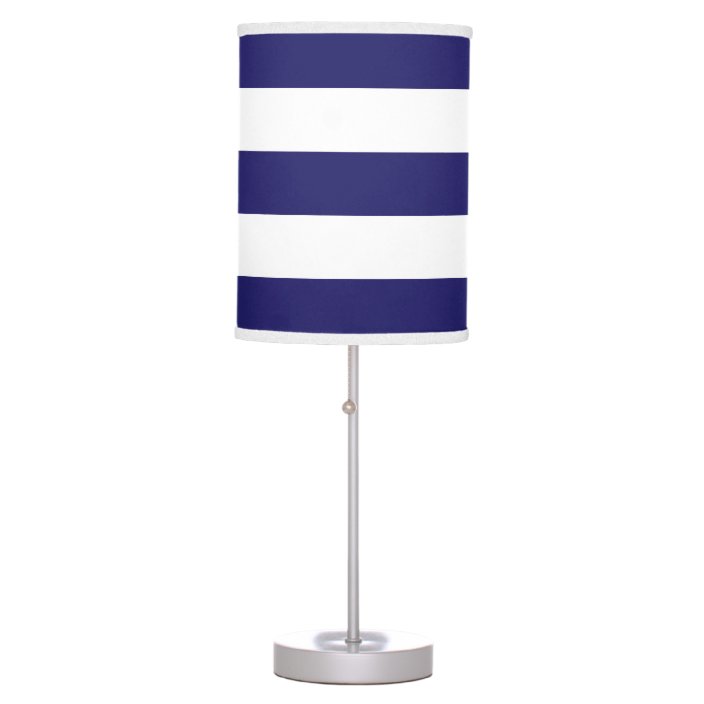 blue and white striped lamp shade