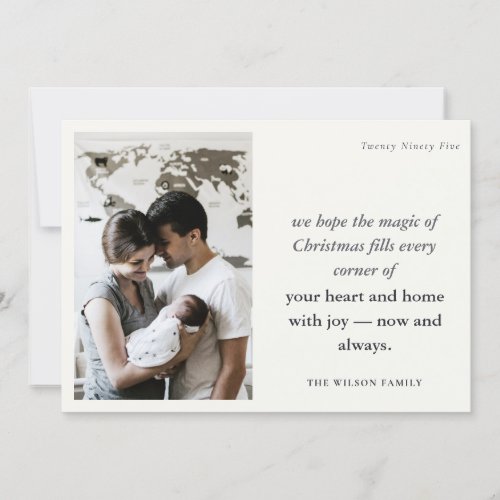 Bold Minimal 1 Photo Black  White Christmas Holiday Card