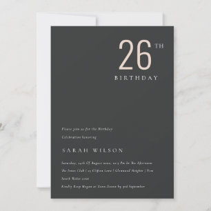 Bold Minimal Black Blush Any Age Birthday Invite