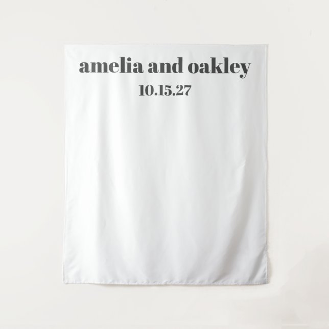 Bold Minimal Black White Custom Wedding Backdrop (Front)