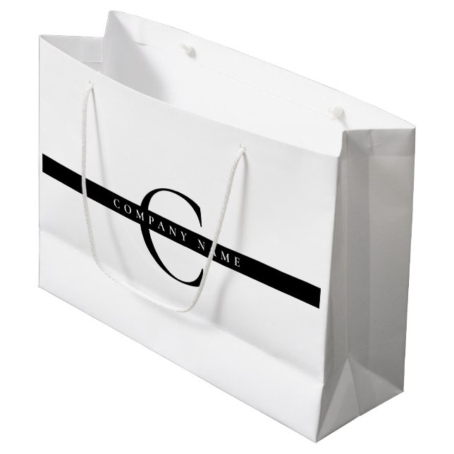 Bold Minimal Company Typography Monogram Large Gift Bag (Front Angled)