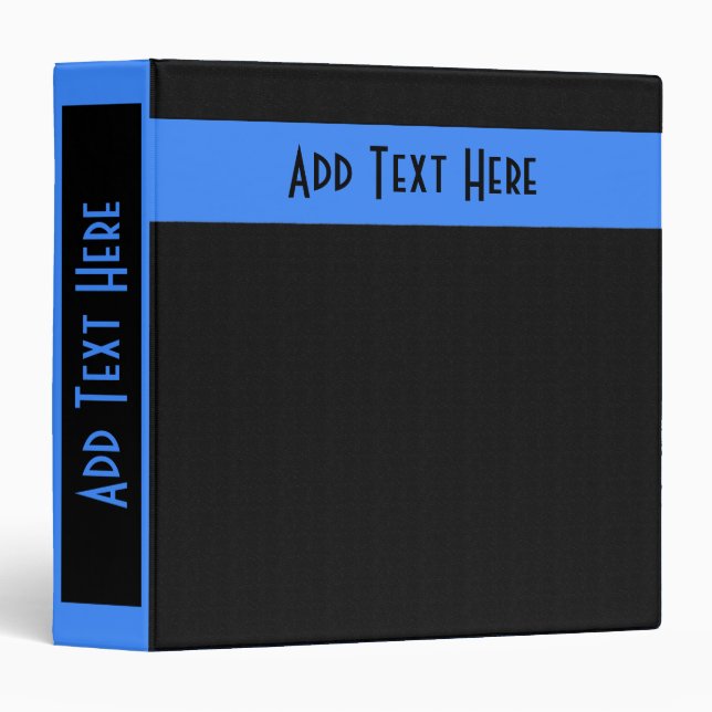 Bold Minimal Design Blue on Black Custom Binder (Front/Spine)
