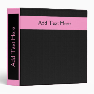 Bold Minimal Design Pink on Black Custom Binder